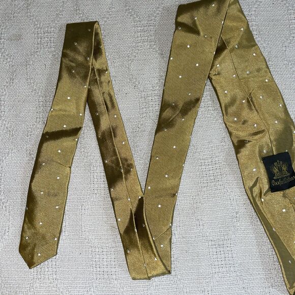 Oxxford Clothes Men’s Dress Toe Size 57” 3.5” Gold Dotted Silk Business Formal - Picture 11 of 12